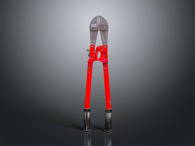 Red Manual Bolt Cutter Tool with Long Handles Heavy Duty Cutting Equipment 3d model