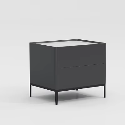 Modern Black Bedside Table With White Top And Storage Drawers Design 3d model