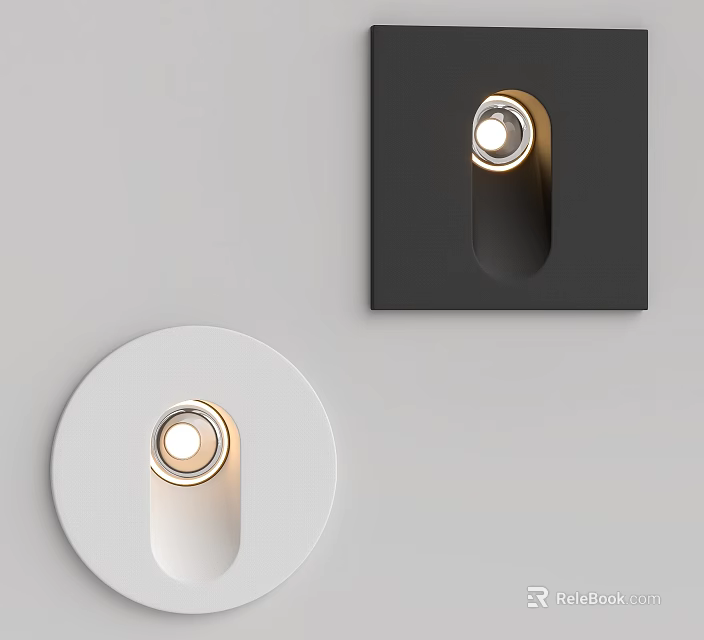 Modern Minimalist Wall Lamps With Black And White Bases And Gold Accents 3d model 