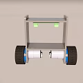 Smart Mobile Robot Platform With Blue Wheels And Storage Shelf 3d model