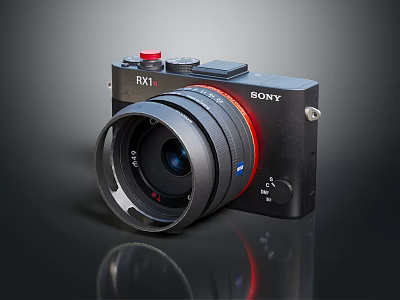 Sony RX1 Digital Camera With Black Body Red Accent Lens Design 3d model