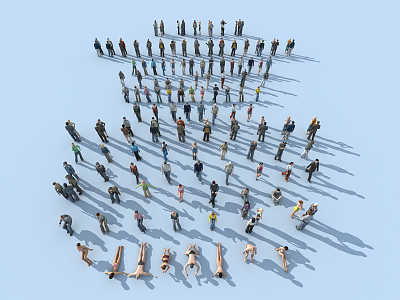 Modern multiplayer crowd multiplayer 3d model