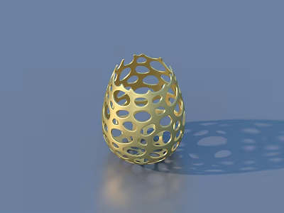 Golden Egg Shaped Household Item With Hollow Perforated Design For Daily Use 3d model