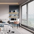 Modern Kids Room Interior with Bed Soft Rug Toys Desk Wall Art and Window Blinds