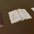 Vintage Open Book With Handwritten Notes And Closed Book Near Blank Paper