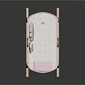 Baby Cradle With Wooden Base Yellow Pink Woven Body And Small Pillow Handles