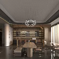 Modern Luxury Sales Office Interior Design With Exquisite Chandeliers Marble Flooring And Spacious Panoramic Windows