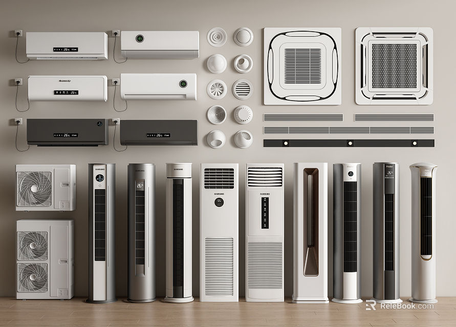 Various Types of Air Conditioners and Fans with Modern Design for Home Use 3d model 