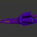 Futuristic 3D Spaceship Model With Purple Orange Body And Green Accents