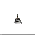 Cute Cartoon White Bird Character Wearing Brown Spiked Hat With Orange Beak And Feet