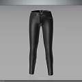 Slim Fit Black Leather Pants With Belt Design And Sleek Texture