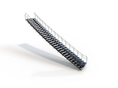Modern Metal Staircase With Handrail And Steps For Architectural Design 3d model