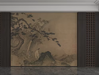 New Chinese background wall 3d model