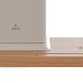 Elica Modern Kitchen Appliances Featuring White Refrigerator And Wooden Trim Range Hood