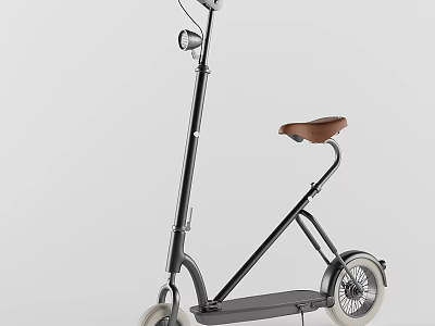 Sleek Black Electric Scooter With Brown Seat And White Wheels Design 3d model