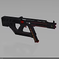 Futuristic Black Red Tactical Gun With Geometric Frame And Sleek Design