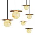 Modern Ceiling Lights With Spherical Marble Texture Shades And Warm Yellow Glow 3d model