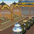 Traditional Architectural Structures With Golden Decorations And Round Tower Near Railings