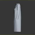 Stylish Silver Metallic Long Sleeve Dress With Collar Design And Front Slit