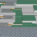 Outdoor Staircase Design With Multiple Grey Steps Green Areas And Paved Ground