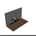 Multiple Televisions With Black Screens Displaying Scenic Views And Digital Time In Modern Room