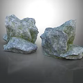 Two Pieces Natural Irregular Stone Materials With Textured Surface And Organic Shape 3d model