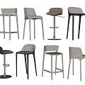 Various Modern Bar Stools With Upholstered Seats And Metal Frames In Different Styles 3d model