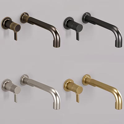 Modern Wall Mounted Faucets In Multiple Finishes For Kitchen And Bathroom Decoration 3d model