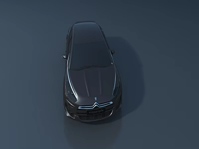 Modern Black Sedan Car Top View with Sleek Design on Gray Background 3d model