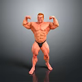 Muscular Man Flexing Biceps In Black Briefs Showcasing Muscular Physique On Dark Background 3d model