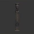Classical Column With Head Sculpture And Bronze Textured Design 3d model