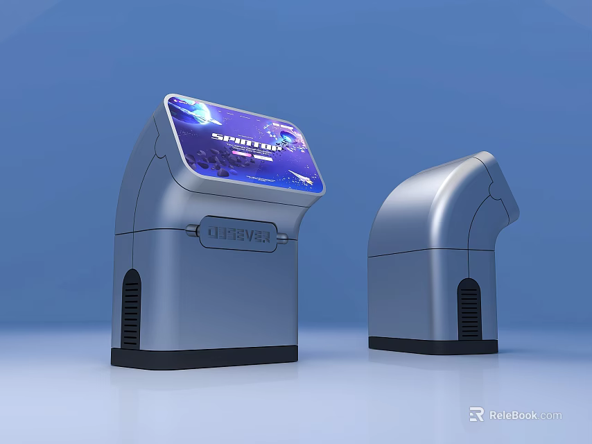 LIBREVER Silver Computer Terminals Two Units With Starry Sky Display Screens 3d model 