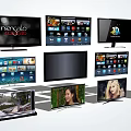 Various Smart Televisions With 3D Technology And Entertainment Display Interfaces 3d model