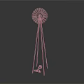 Vintage Windmill Model With Tripod Stand And Small Animal Figure