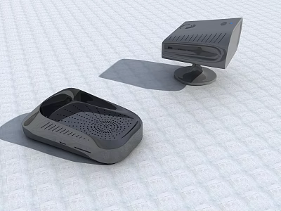 Industrial Equipment Black Pedal Control And Base Panel Devices With Grid Surface Design 3d model