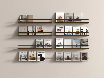 Modern Bookshelf Design With Stacked Books And Decorative Items In Interior Space 3d model