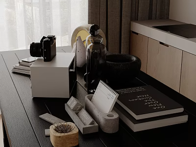 Modern Table Ornaments Combination Kettle Radio Camera Day 3d model