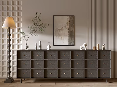 Modern Black Wood Grain Entrance Cabinet Sideboard Cabinet Balcony Cabinet Storage Cabinet Entrance Cabinet 3d model