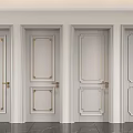 Elegant White Flush Doors With Gold Decorative Lines Modern Home Interior 3d model