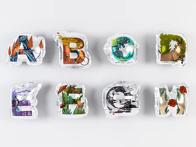 Colorful Inflatable Letters With Unique Decorative Patterns For Festive Party Decorations 3d model