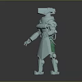 3D Rendered Armored Sci Fi Character With Helmet White Armor And Green Weapon