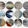 Stylish Round Rugs With Diverse Modern Abstract Patterns And Colorful Textures 3d model