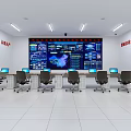Modern Monitoring Room Interior With Large Surveillance Screen Tech Elements Multiple Computers And Chairs