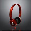 Red Over Ear Headphones With Black Ear Cushions And White Logo
