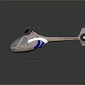 Modern Helicopter 3D Model With Sleek Body Rotor Blades And Transparent Cockpit