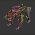 Sci Fi Mechanical Wolf Design With Rusty Red Metallic Structure And Sharp Claws