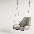 Gray Leather Hanging Outdoor Sofa With Simple Minimalist Design And Ropes