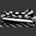 Stylish Black And White Striped And Checkered Bed Linens Stacked Neatly