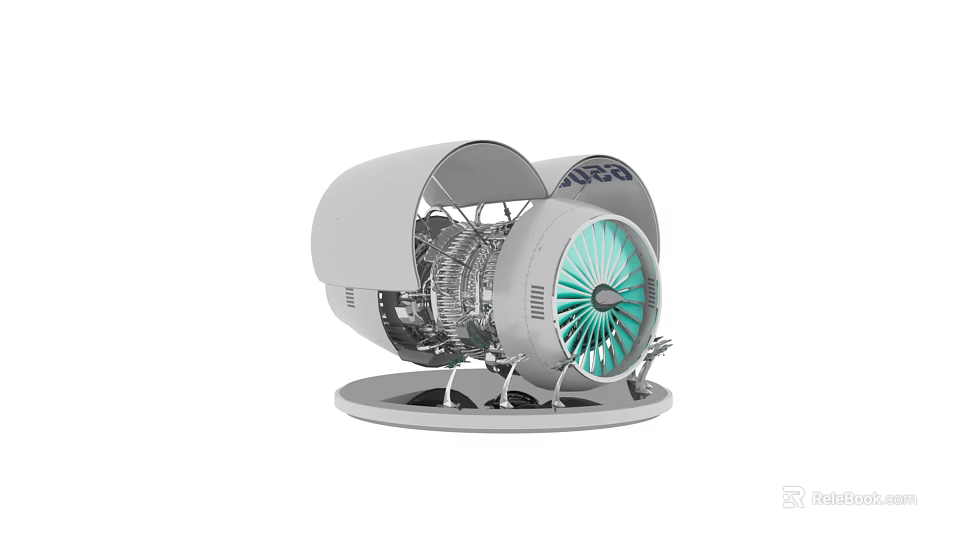NASA Turbofan Engine Model With Exposed Turbine Blades And Technical Structure 3d model 