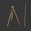 Durable Hardware Tools Tripod And Measuring Rod For Construction Projects 3d model